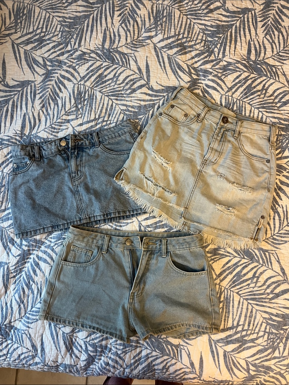 3 Light Wash Denim Shorts and Skirts